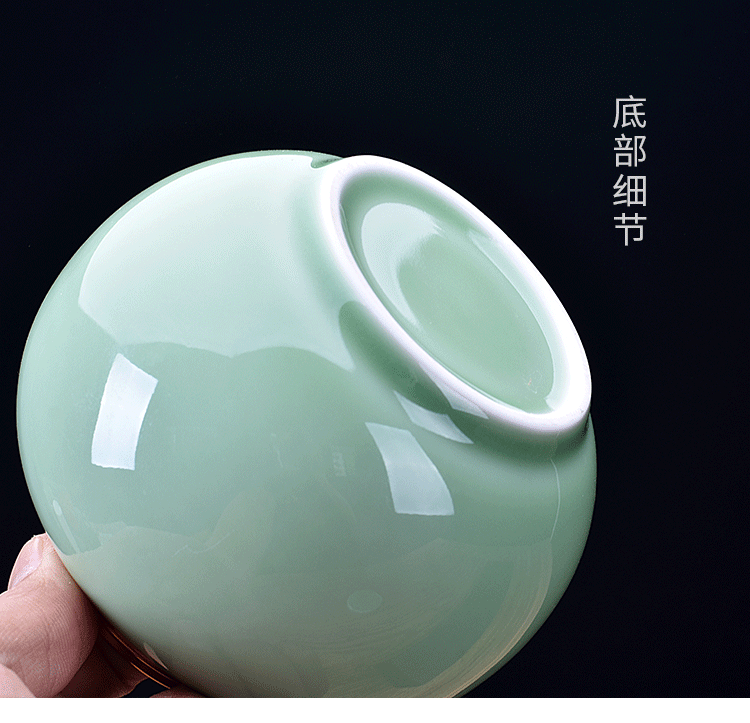 陶瓷茶叶罐小号家用带金属盖密封罐青瓷茶罐储存罐茶叶盒防潮